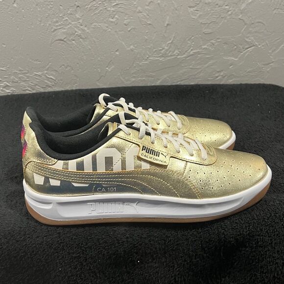 🔥🔥 PUMA California Hollywood CA 101 Metallic Gold Gum Bottom Men's 10 - PERFEC - Picture 7 of 15